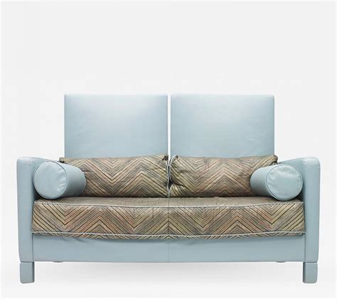 Leather sofa bed designs to blend with your small space. Rare Light Blue Leather Sofa Loveseat 'Negresco' by ...