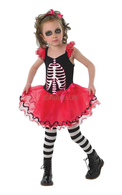Kids Skeleton Bones Tutu Girls Halloween Party Fancy Dress Childs