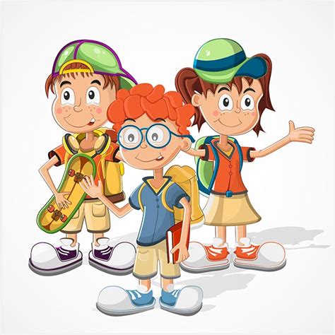 Children Cartoon Characters Education Vectors