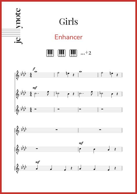 Enhancer Girls Piano Sheet Music Jellynote