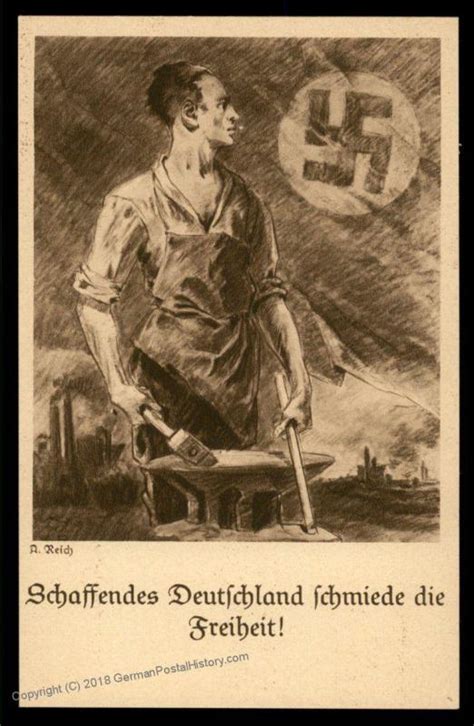 3rd Reich 1930 German Workers Forge Freedom Nsdap Propaganda Postcard