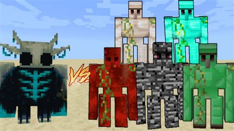 Hollow Warden Vs All Extra Golems Minecraft Mob Battle Youtube