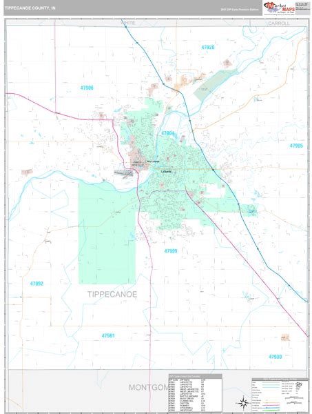 Tippecanoe County In Wall Map Premium Style By Marketmaps