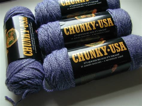Lion Brand Yarn Chunky Usa 4 Balls Denim Blue Destash By Lazystuff