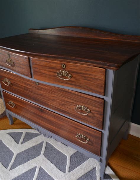 Gray Painted Dresser With Dark Wood Stained Doors Plus How To Use Gel