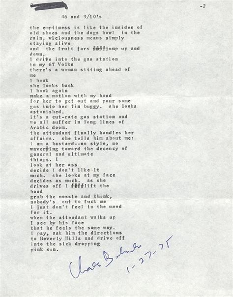 Charles Bukowski Poem Manuscript