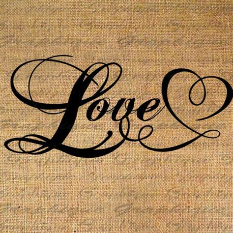 Love Text Word Calligraphy Heart Digital Image Download Sheet Etsy