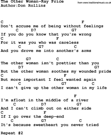 Country Music The Other Woman Ray Price Lyrics And Chords