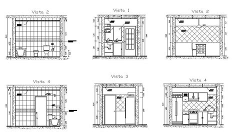Dwg File Of Kitchen And Toilet Elevations Cadbull