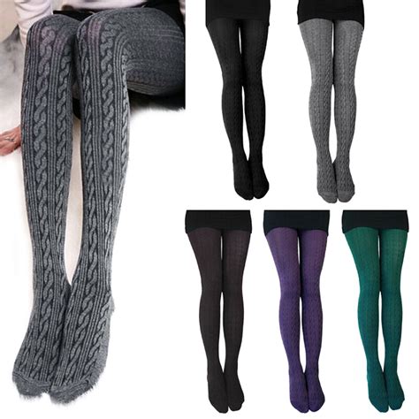 Cheers Autumn Winter Knitted Leggings Women Candy Color Warm Tights