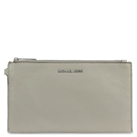 Michael Kors Bedford Large Cement Leather Top Zip Clutch