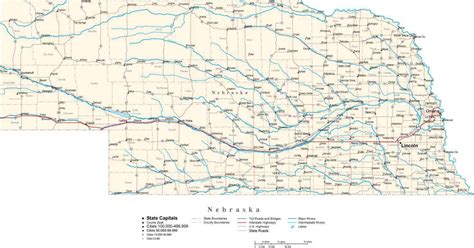 Nebraska State Map In Fit Together Style To Match Other States
