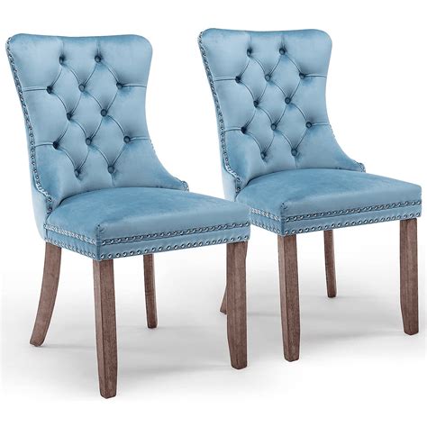 Btmway Upholstered Velvet Dining Chairs Set Of 2 Modern Button Tufted