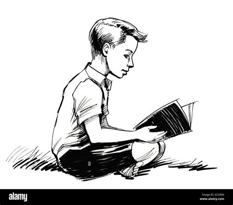 Illustration White Boy Reading Book Hi Res Stock Photography And Images