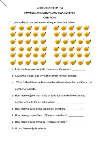 Numbers Operations And Relationships Worksheets Grade 3