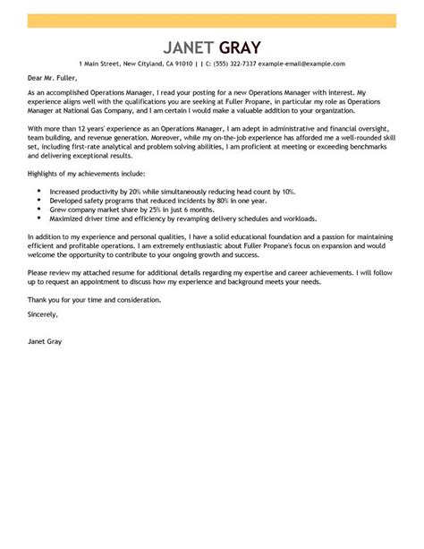 Operations Manager Cover Letter Sample Job Application Cover Letter