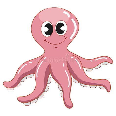 Cute Pink Squid Stock Vector Illustration Of Cartoon