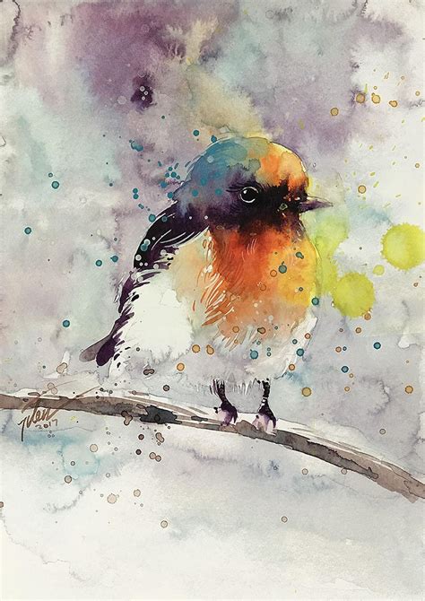 Red-capped Robin watercolour painting A4 8.3 x 11.7 | Etsy | Watercolor