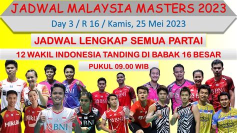 Jadwal Malaysia Masters 2023 │ Day 3 R 16 │ 12 Wakil Indonesia
