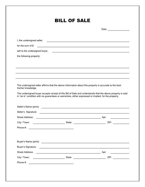 Free Printable Printable Bill Of Sale For Travel Trailer Form Generic