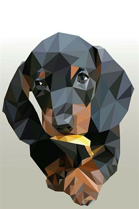 Dachshund Puppy Geometric Animals Polygon Art Triangle Art