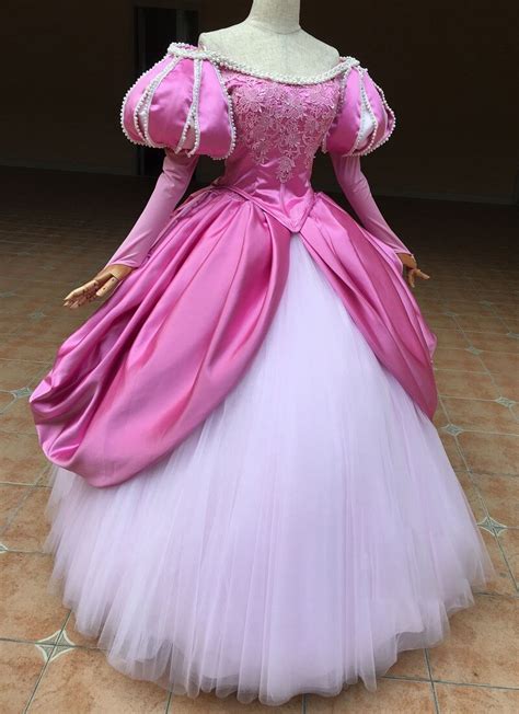 Ariel Mermaid Cosplay Costume Dress Women Princess Pink Gown In Movie