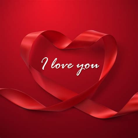 Te Amo Feliz Día De San Valentín Cinta Roja Corazón Ilustración De