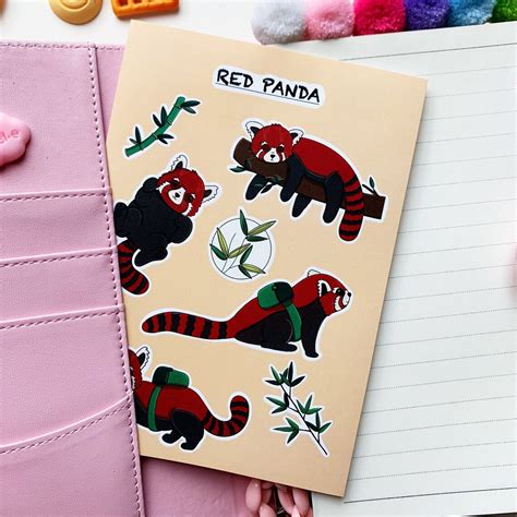 Cute Red Panda Sticker Sheet Etsy