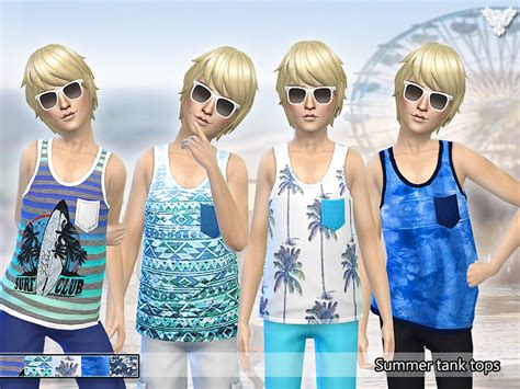 Sims 4 Ccs The Best Summer Tank Tops For Boys By Pinkzombiecupcake