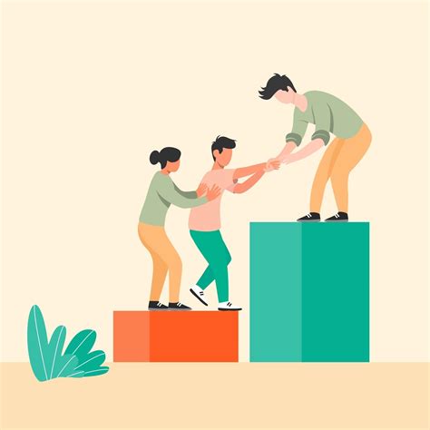 Teamwork Illustration Concept Vector Worker Helping Each Other For