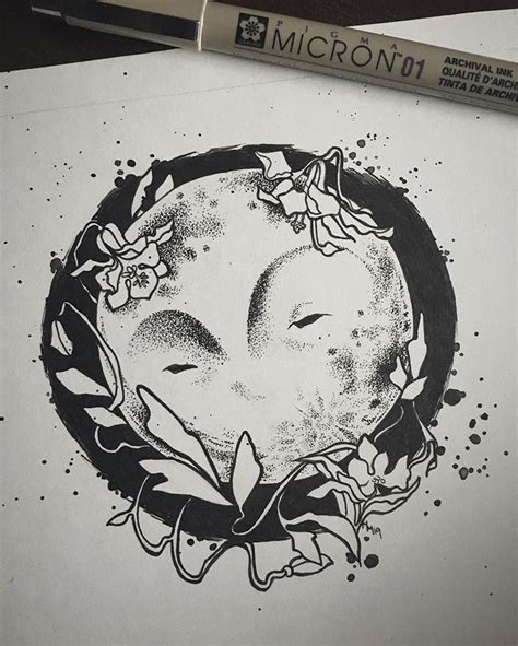Inktober Day 4 Moon 🌚 Art Artist Madisonmohlmanart Pen Ink