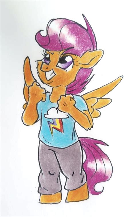 1774427 Safe Artistfrootytoots Scootaloo Anthro Unguligrade