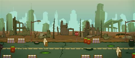 Post-apocalypse Vector Landscape - thegameassetsmine