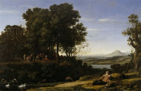 Landscape With Apollo And The Muses 1652 By Claude Lorrain Framed Print