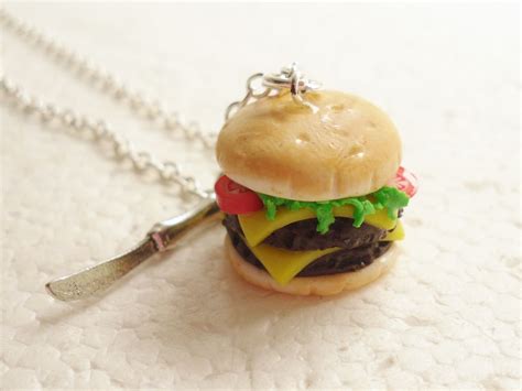 Cheeseburger Pendant Polymer Clay By Giraffeskiss On Etsy Miniature