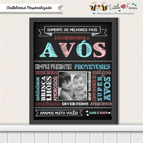A coordenadora nacional da pastoral da pessoa idosa no. Presente Avós Chalkboard no Elo7 | LittleFaces (58BDAA)