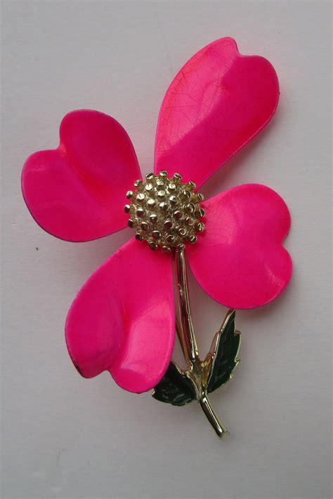 Pink Flower Broochpin Vintage Pink Flower Pin 1960s Etsy Singapore