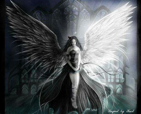 Angels White Wings Black Wings Light And Good And Evil Art Dark Angels