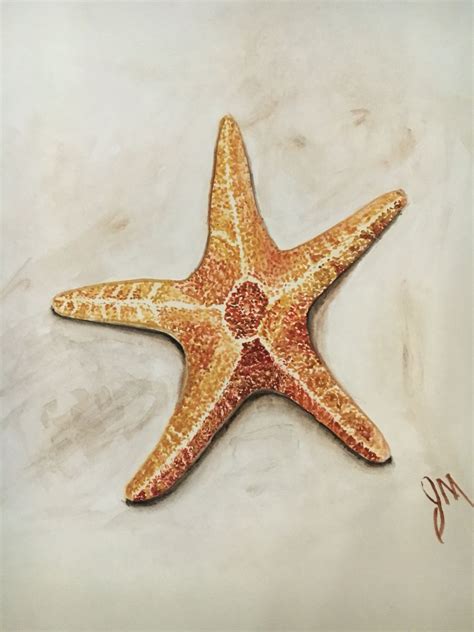 Watercolor Starfish Starfish Painting Coastal Watercolor Starfish Art