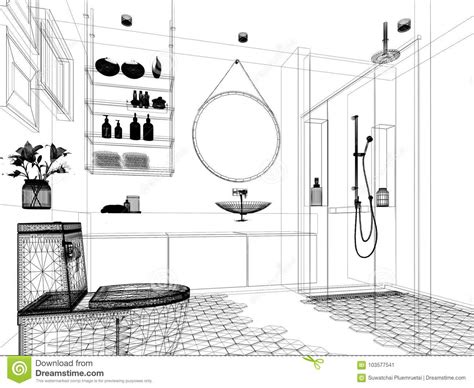 On the floor in the shower maybe even on the walls. Abstract Sketch Design Of Interior Bathroom Stock Image - Illustration of house, project: 103577541