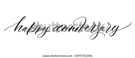 Happy Anniversary Lettering Handwritten Modern Calligraphy Stock Vector