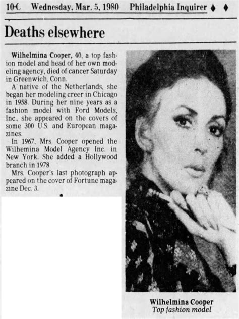 Wilhelmina Cooper 1939 1980 In 2023 Philadelphia Inquirer Model