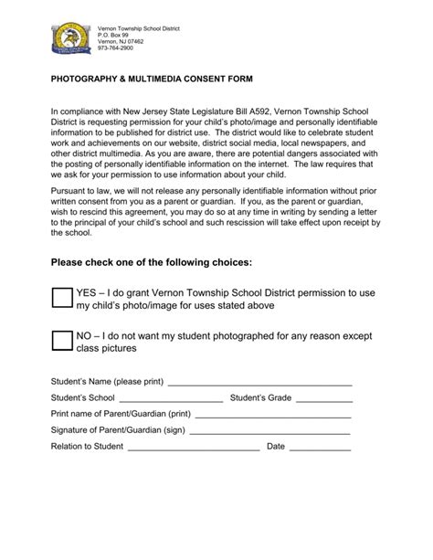 All forms are printable and downloadable. Photography & Multimedia Consent Form