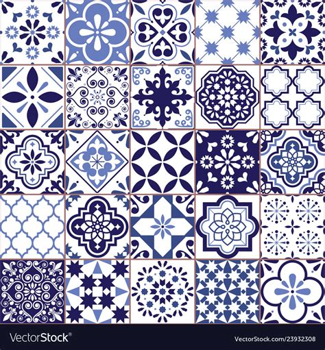 Portuguese Azulejo Tile Seamless Pattern Vector Image