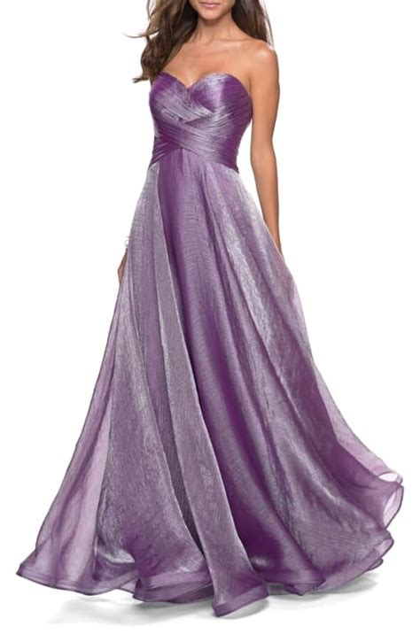 Strapless Metallic Organza Gown Nordstrom Purple Evening Gowns Organza Gowns Purple Prom Dress