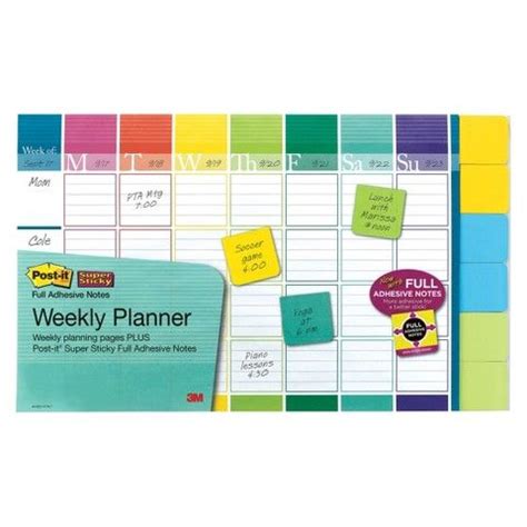 Undated Post It X Weekly Calendar Planner Sheets