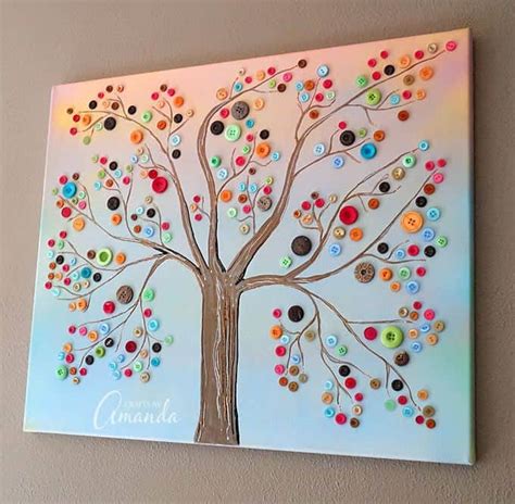 Handmade Button Art Tree Of Many Colors