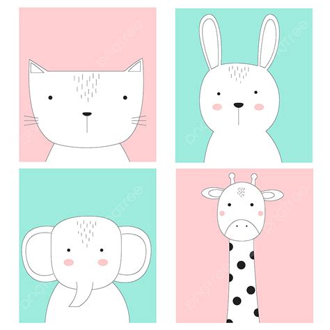 Cute Animal Card Vector Png Images Cute Animals Card Vector Cute