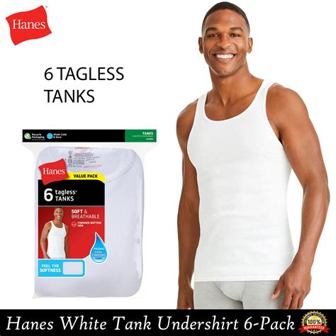 Hanes Mens Tagless Comfortsoft White A Shirt 6 Pack Shirts Tank Freshiq 372ap6 Ebay