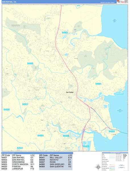 San Rafael California Zip Code Maps Basic